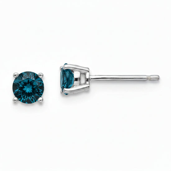 Sterling Silver London Blue Topaz Stud Earrings