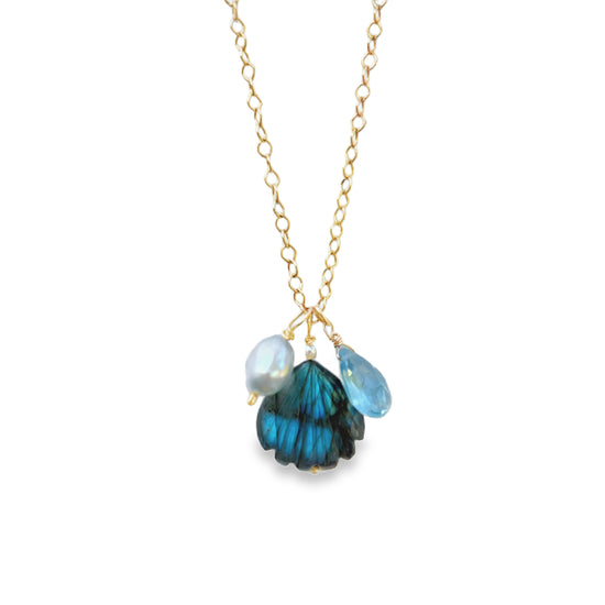 Labradorite Shell Charm Necklace