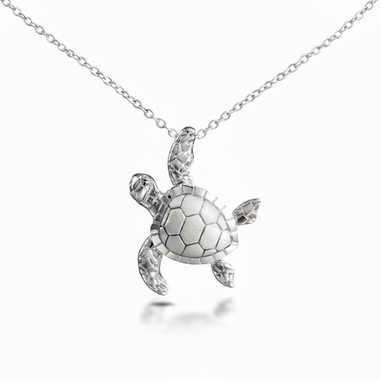 Sterling Silver Large Turtle Necklace