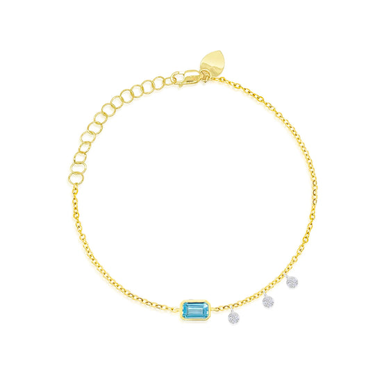Yellow Gold Diamond and Blue Topaz Bracelet| Meira T