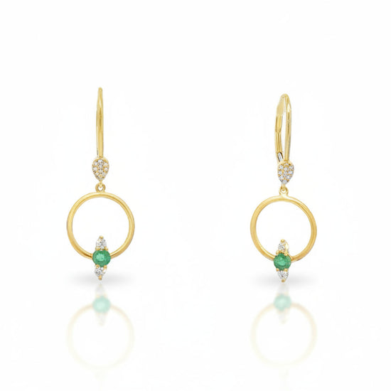 14k Emerald + Diamond Drop Earrings | By Meira T