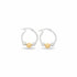 Pair of hoop earrings with gold and silver beads on a white background