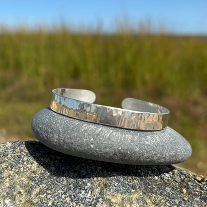 Silver textured cuff bracelet
