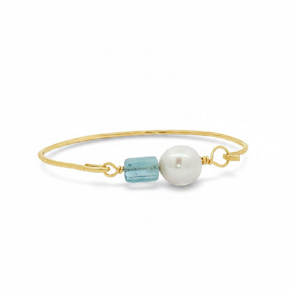 Aqua Pearl Gem Hook Bracelet