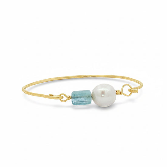 Aqua Pearl Gem Hook Bracelet
