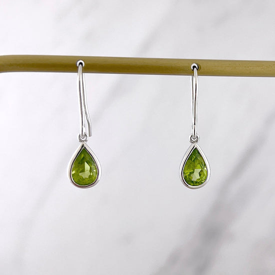 Sterling Silver + Peridot Teardrop Earrings