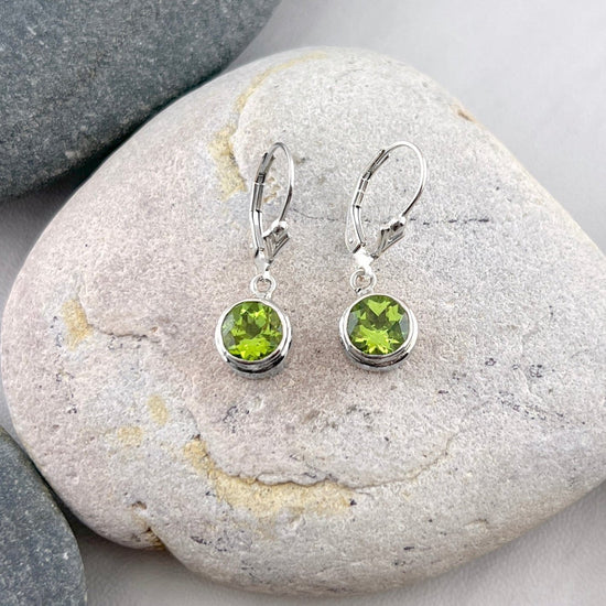 Peridot Bezel Set Drop Earrings