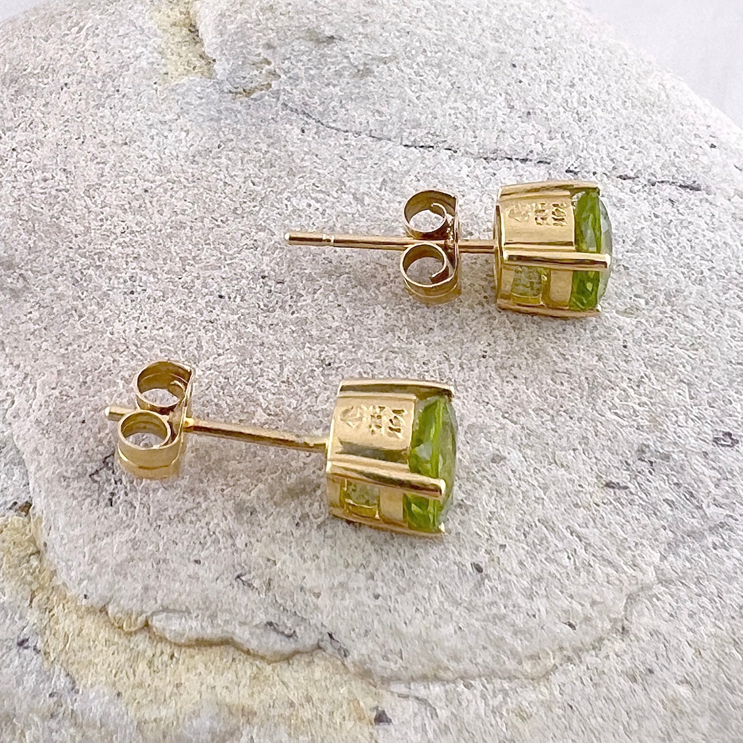 August Birthstone Stud Earrings with Peridot CZ | 925 Sterling Silver |  18ct Gold Plated – JaBelle Jewellery