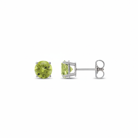 New! 14k White Gold + Peridot Stud Earrings