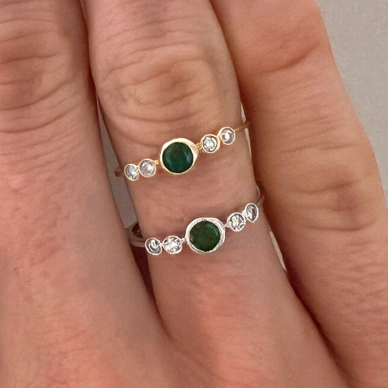 Emerald + Diamond Petite Bubble Ring