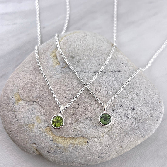 Petite Peridot + Sterling Silver Necklace