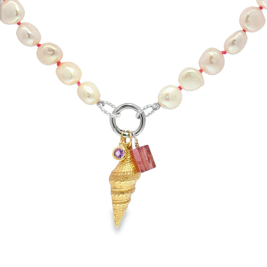 Pink Knotted Pearl Necklace