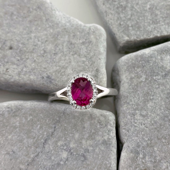 Pink Tourmaline + Diamond Ring