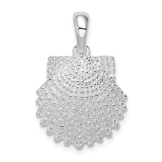 Sterling Silver Textured Scallop Shell Pendant
