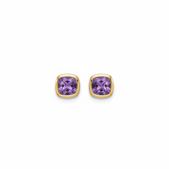 Two Tone Amethyst Stud Earrings