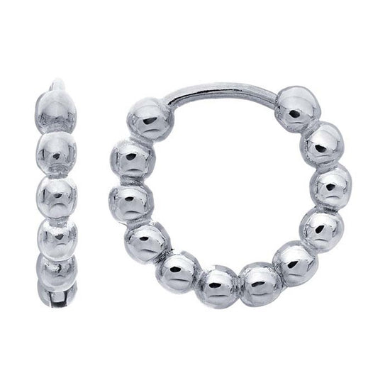 Sterling Silver Beaded Cape Cod Huggie Earring