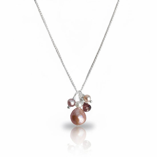 Rose Pearl Cluster Necklace