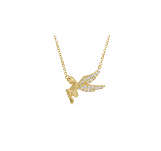 14K Gold + Diamond Angel Necklace