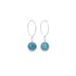 Pair of earrings with blue spherical stones on white background