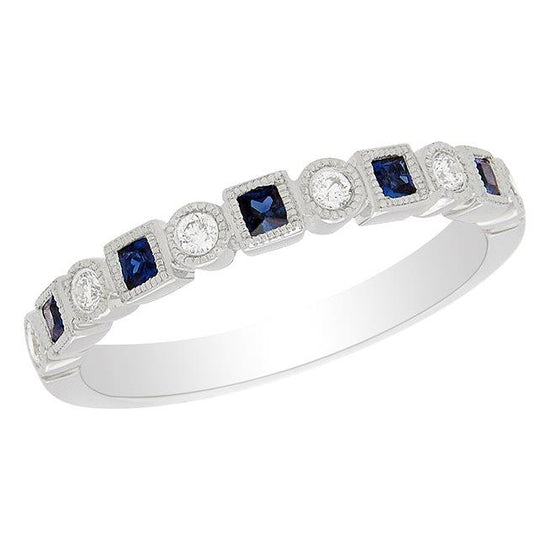 Sapphire + Diamond Geometric Band