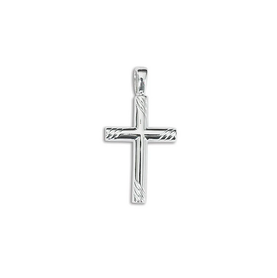 Sterling Silver Half Round Groove Cross