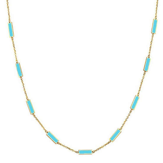 14k Turquoise Station Necklace