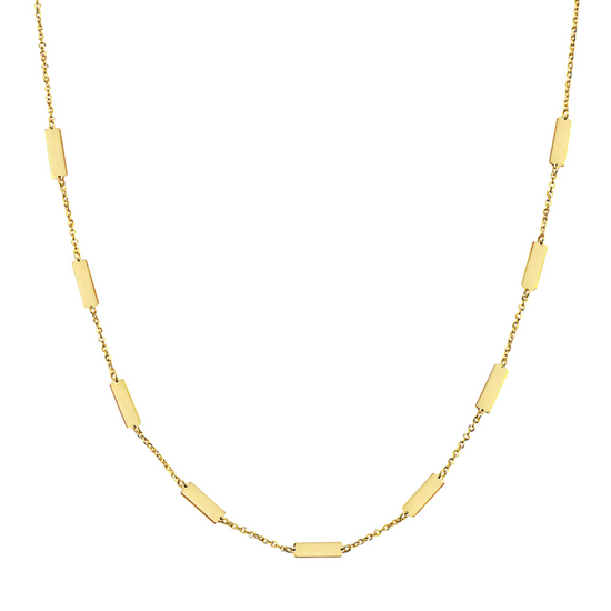 14k Gold Bar Station Necklace