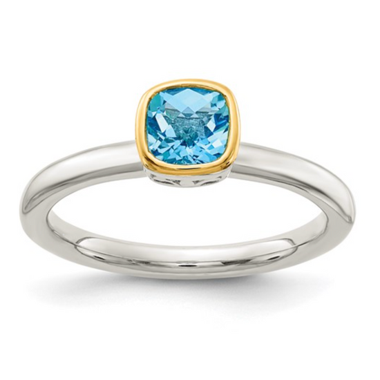 Two Tone Blue Topaz Ring