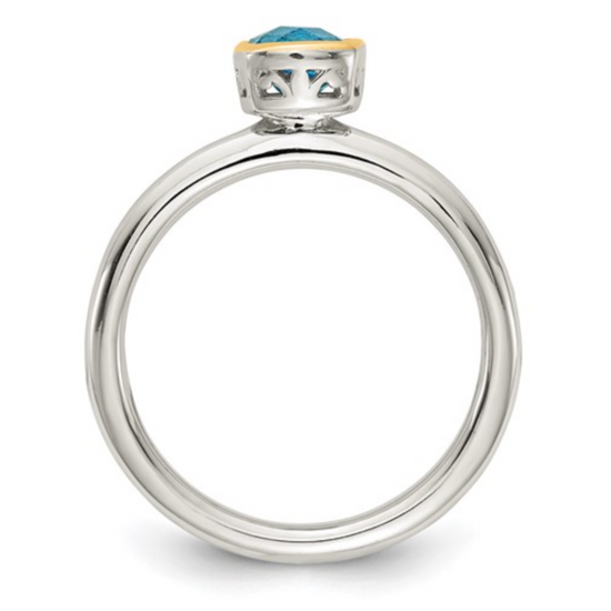 Two Tone Blue Topaz Ring