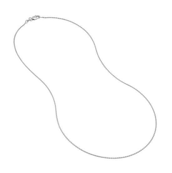 1.05 mm 14K White Gold Diamond Cut Wheat Chain