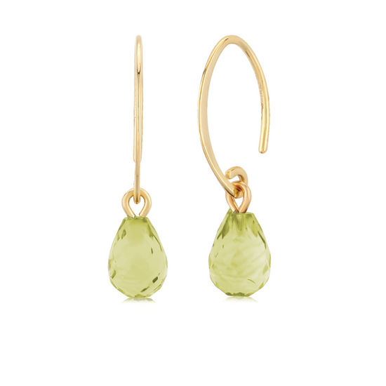 14k Peridot Mini Swoop Briolette Earrings