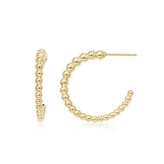 14k Gold Graduated Beaded Hoops