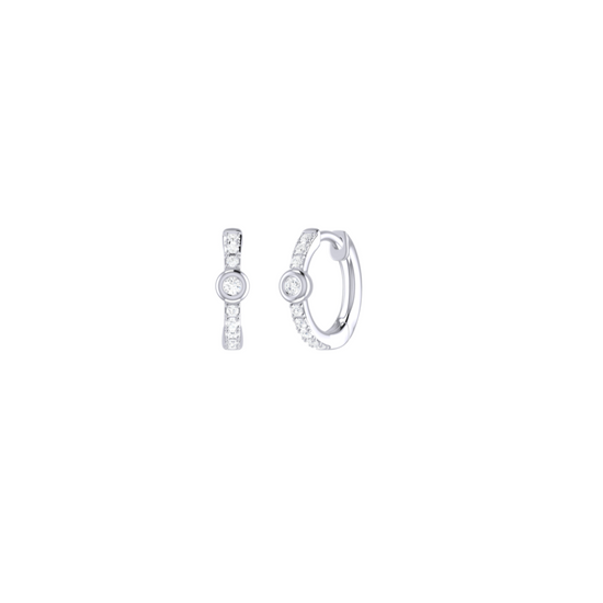 14K Diamond Dot Huggie Earrings