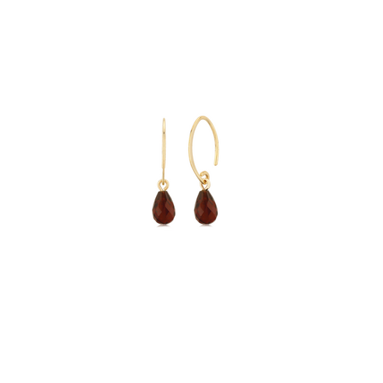 14K Garnet Mini Swoop Earrings