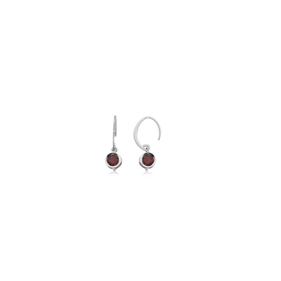 Sterling Silver + Garnet Mini Swoop Earrings