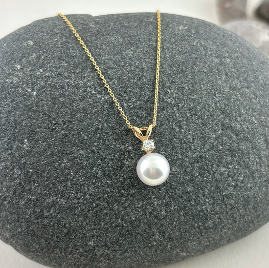 14K Pearl + Diamond Duo Necklace