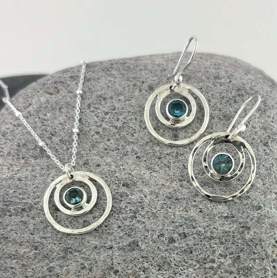 Blue Topaz Concentric Circle Necklace