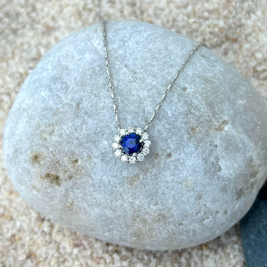 14k White Gold Sapphire Necklace