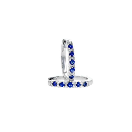 14K Diamond + Sapphire Small Hoops