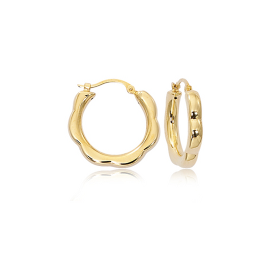 14K Gold Small Scalloped Hoop Earring