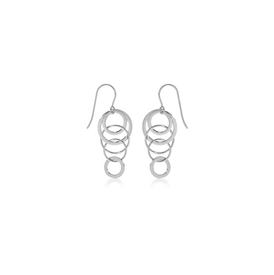 Sterling Silver Cascading Circle Drop Earrings