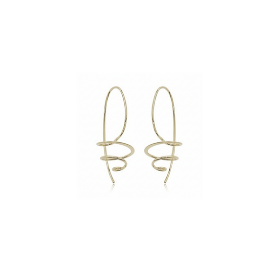 14k Gold Spiral Wire Drop Earrings