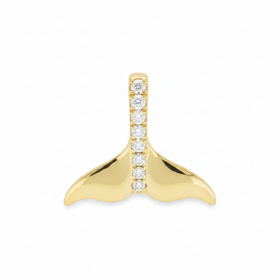 14k + Diamond Whale Tail Necklace