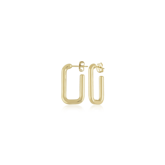 14K Gold Puffed Link Hoops