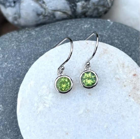 Peridot Bezel Drop Earrings
