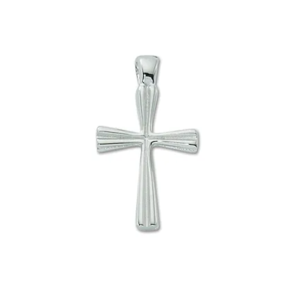 Sterling Silver Four Sided Groove Cross