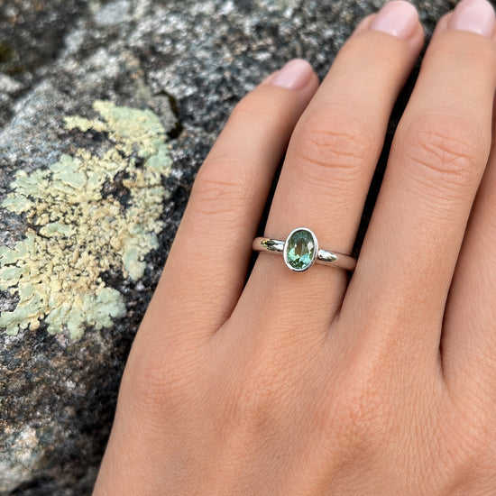 Bezel Set Green Tourmaline Ring