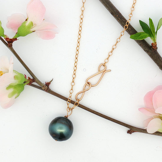 Tahitian Pearl Infinity Drop Necklace
