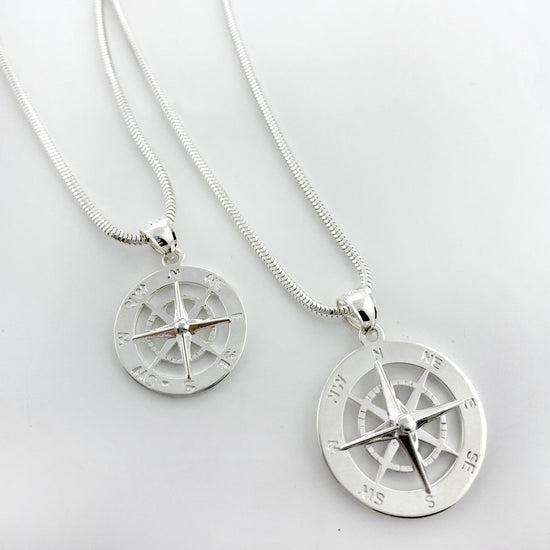 Sterling Silver Smooth Compass Rose Pendants