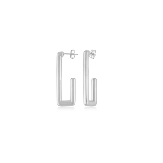 Sterling Silver Long Rectangular Hoop